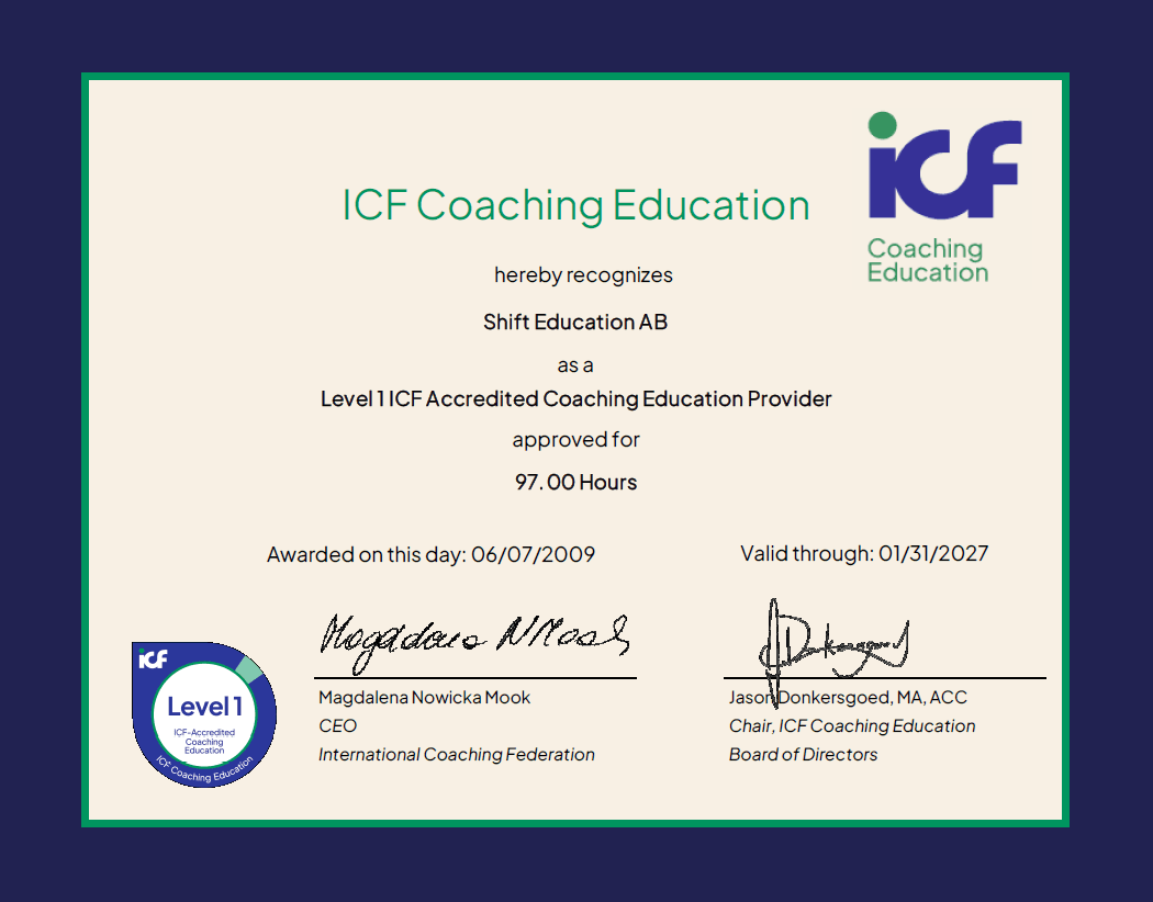 ICF_Level 1_SHIFT Education SHIFT Educations Level 1 certifikat.